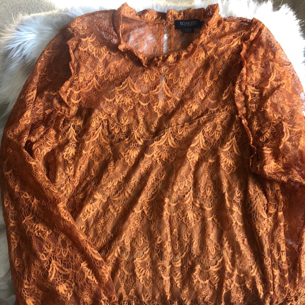Golden bronze lace blouse